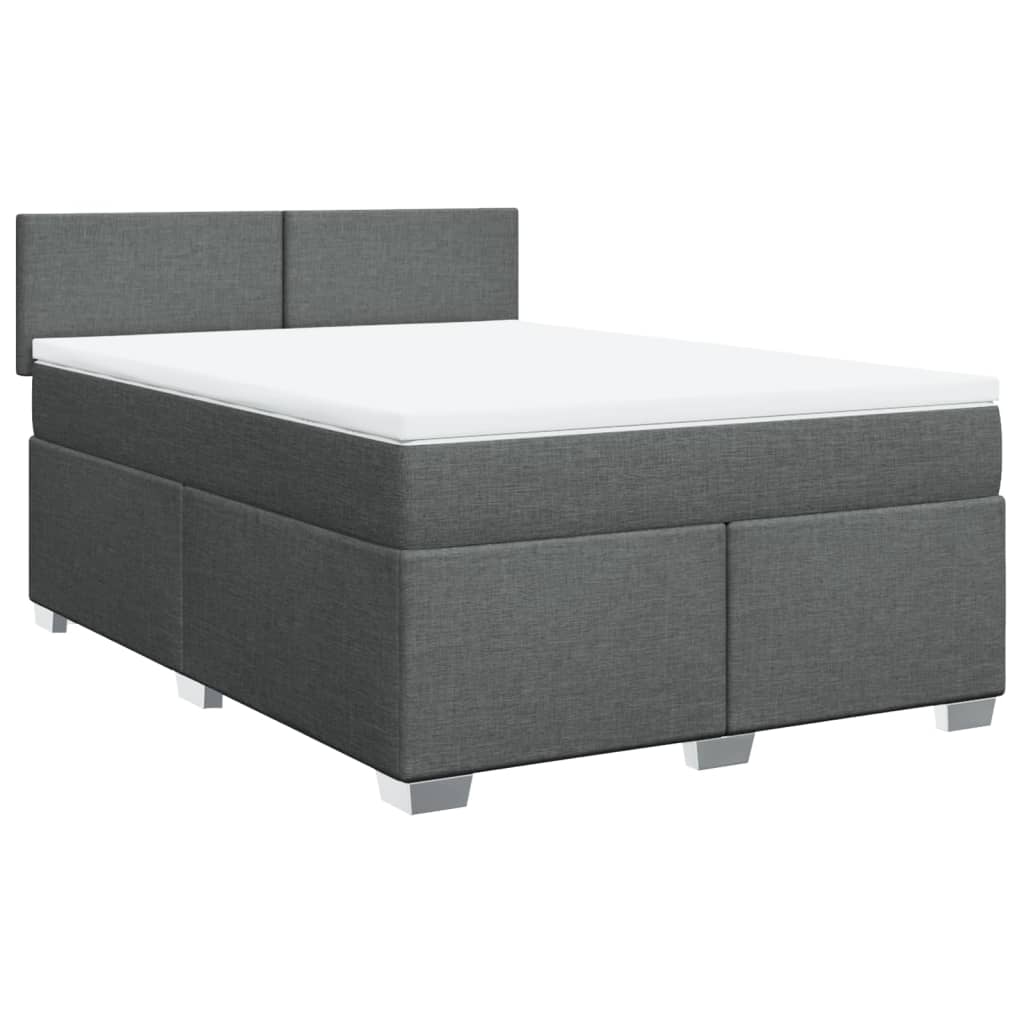 Giroletto a Molle con Materasso Grigio Scuro 140x200cm Tessuto