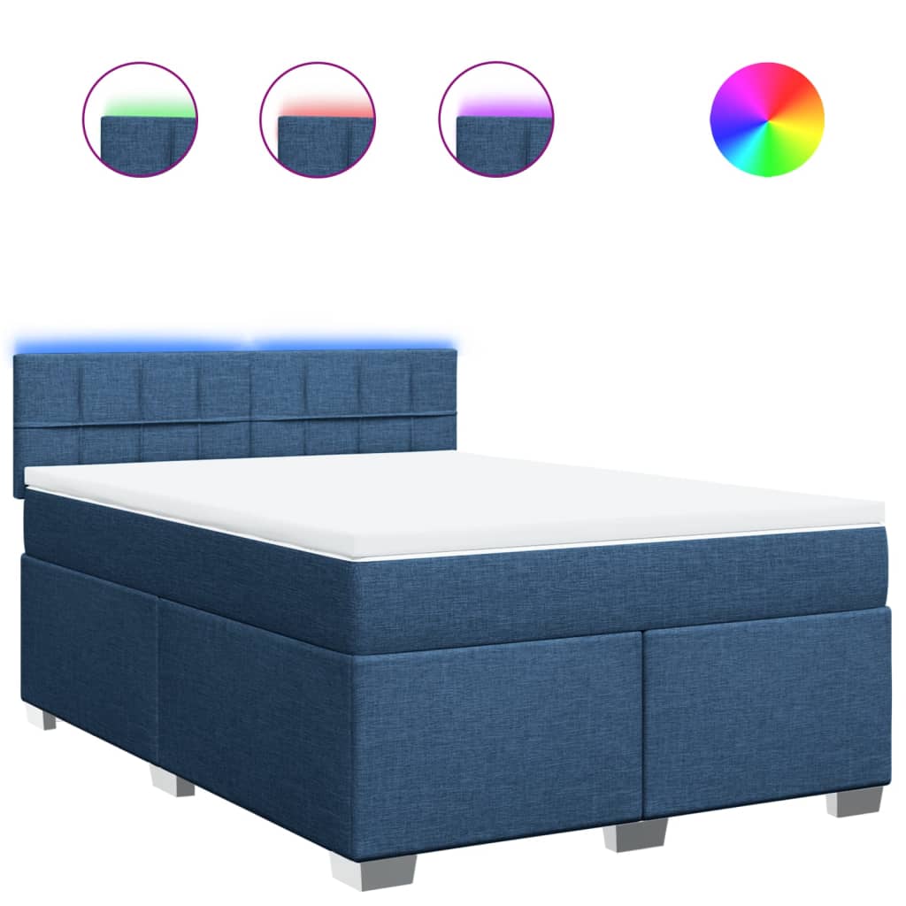 Giroletto a Molle con Materasso Blu 140x200 cm in Tessuto | homemem39