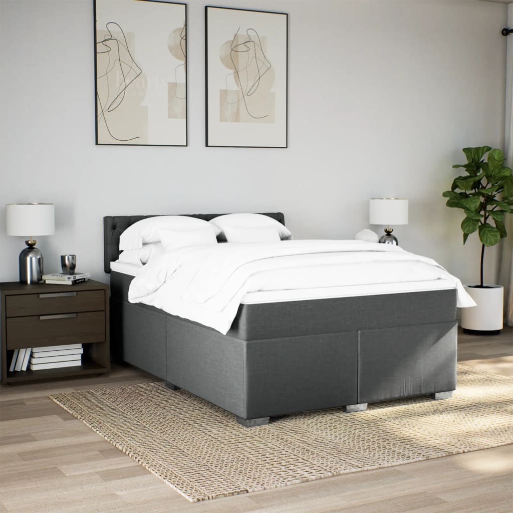 Giroletto a Molle con Materasso Grigio Scuro 140x200cm Tessuto