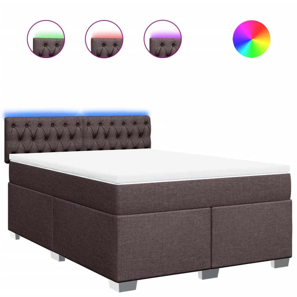 Giroletto a Molle con Materasso Marrone Scuro 140x200cm Tessuto | homemem39