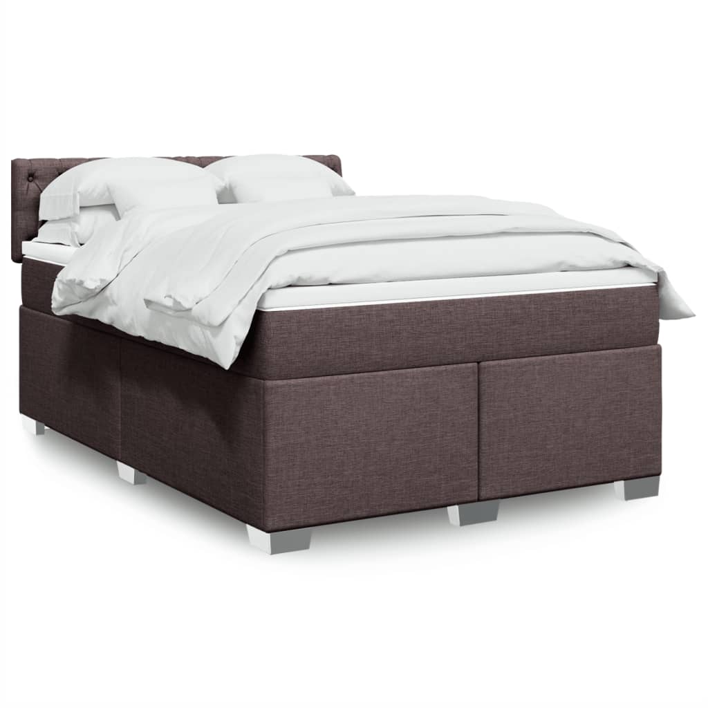 Giroletto a Molle con Materasso Marrone Scuro 140x200cm Tessuto | homemem39