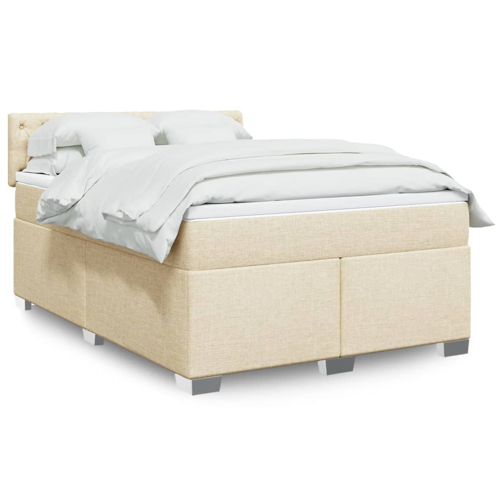 Giroletto a Molle con Materasso Crema 140x200 cm in Tessuto - homemem39