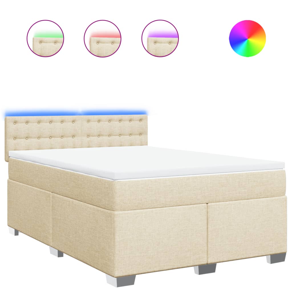 Giroletto a Molle con Materasso Crema 140x200 cm in Tessuto | homemem39