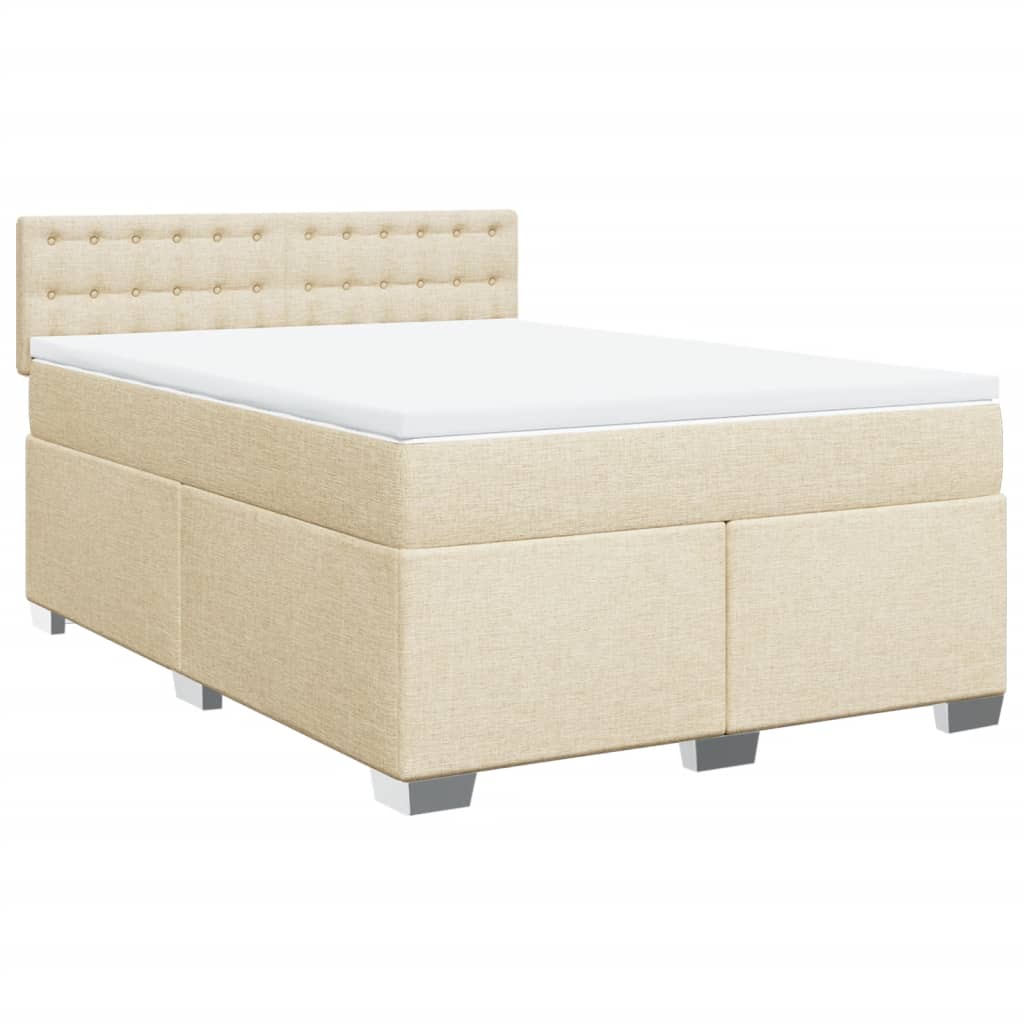 Giroletto a Molle con Materasso Crema 140x200 cm in Tessuto | homemem39