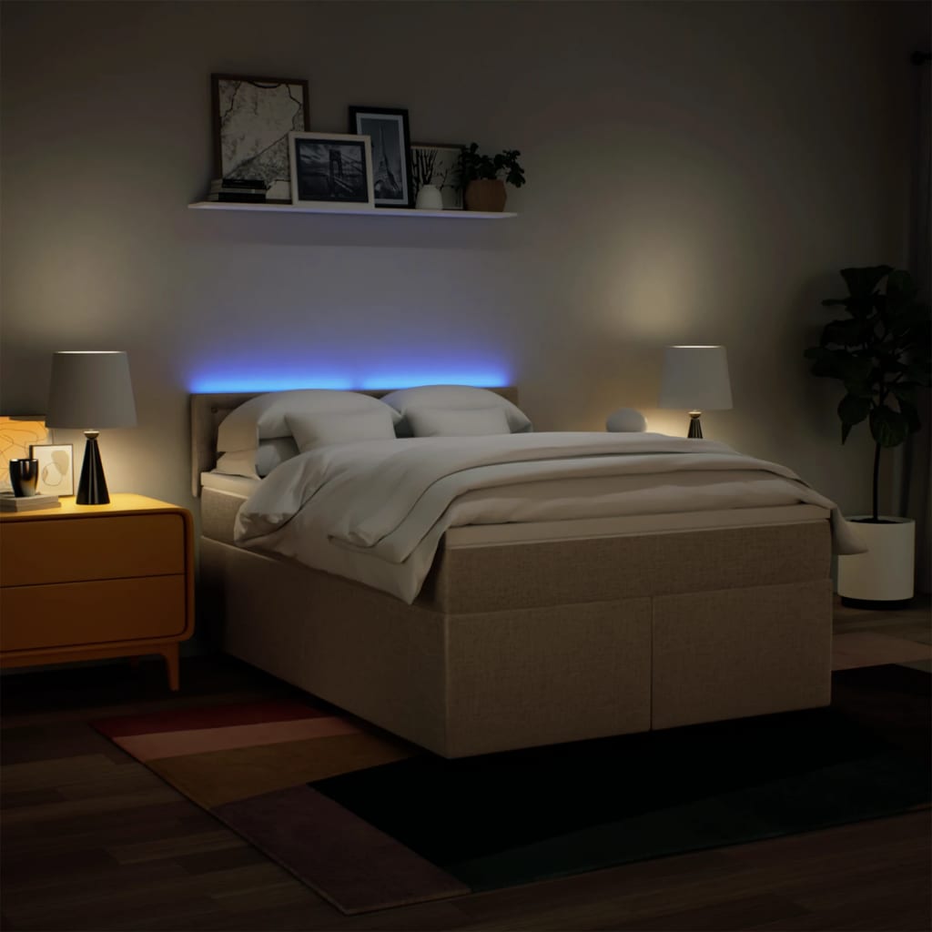 Giroletto a Molle con Materasso Crema 140x200 cm in Tessuto | homemem39