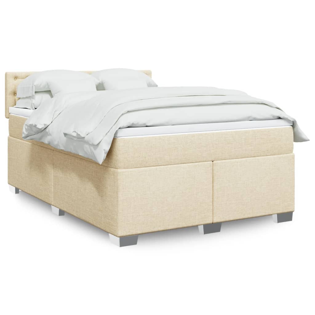 Giroletto a Molle con Materasso Crema 140x200 cm in Tessuto | homemem39