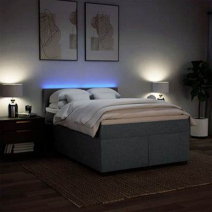 Giroletto a Molle con Materasso Grigio Scuro 160x200 cm Tessuto | homemem39