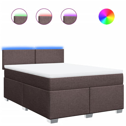 Giroletto a Molle con Materasso Marrone Scuro 160x200cm Tessuto | homemem39
