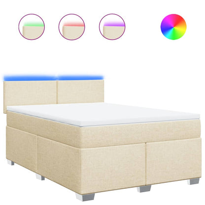 Giroletto a Molle con Materasso Crema 160x200 cm in Tessuto | homemem39