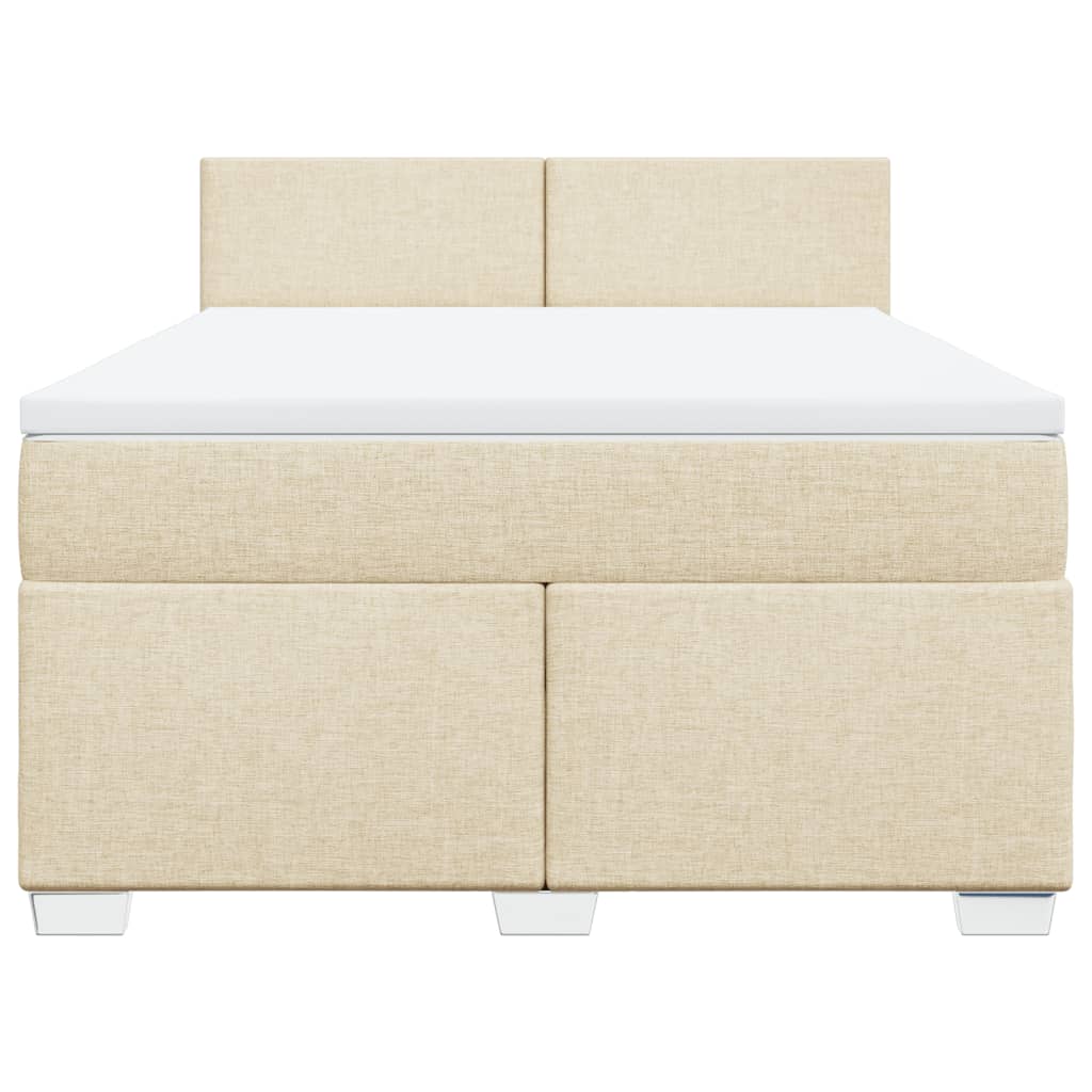 Giroletto a Molle con Materasso Crema 160x200 cm in Tessuto | homemem39