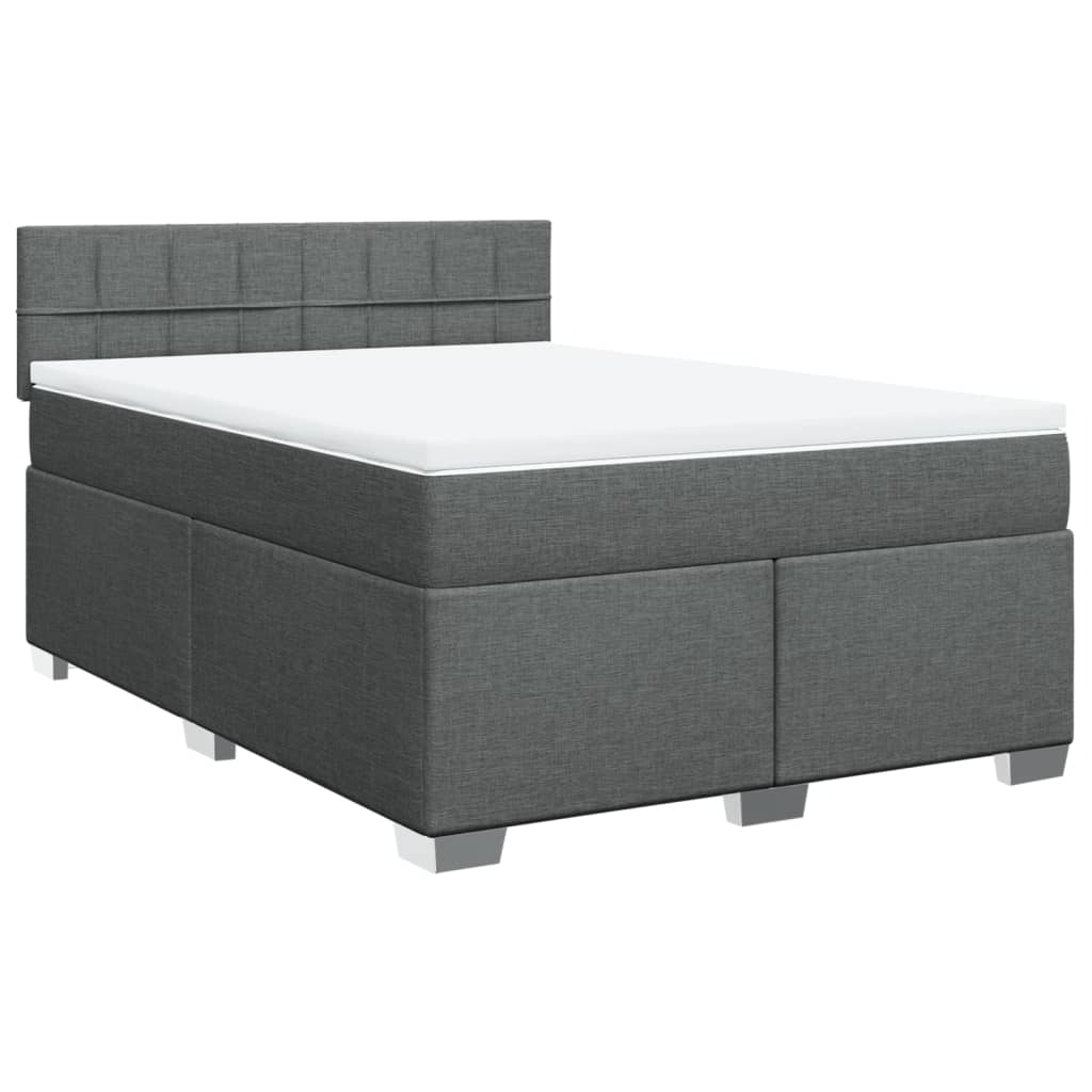 Giroletto a Molle con Materasso Grigio Scuro 160x200 cm Tessuto