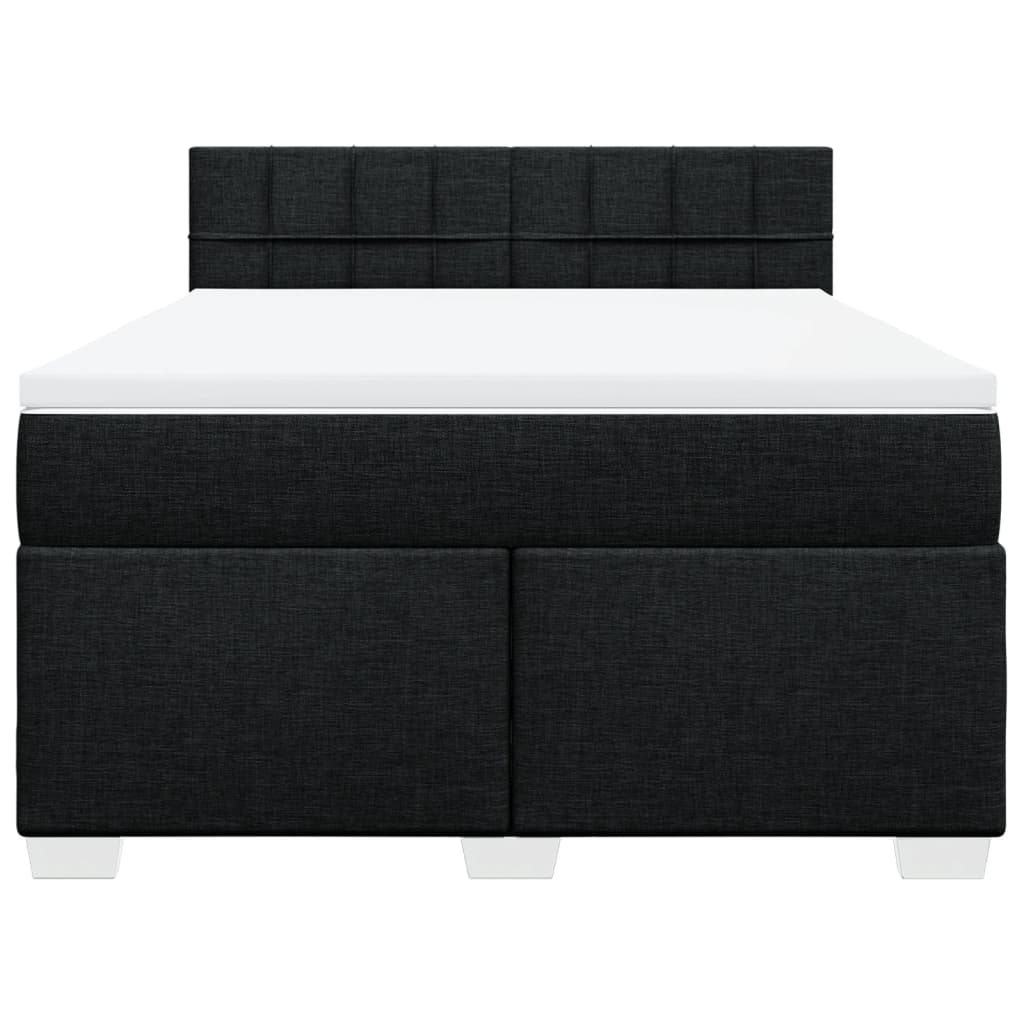 Giroletto a Molle con Materasso Nero 160x200 cm in Tessuto
