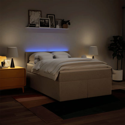 Giroletto a Molle con Materasso Crema 160x200 cm in Tessuto