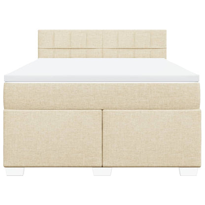 Giroletto a Molle con Materasso Crema 160x200 cm in Tessuto