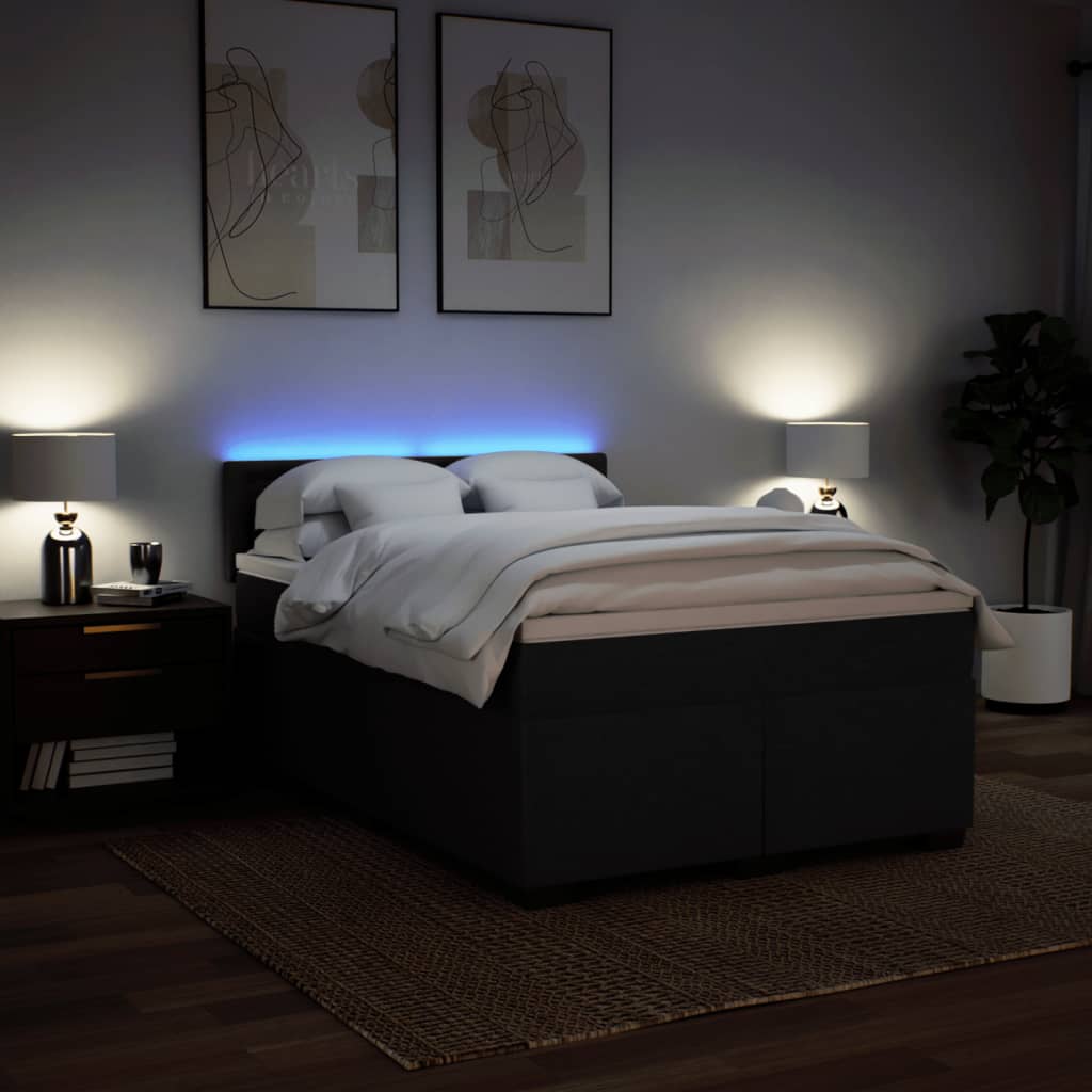 Giroletto a Molle con Materasso Nero 160x200 cm in Tessuto | homemem39