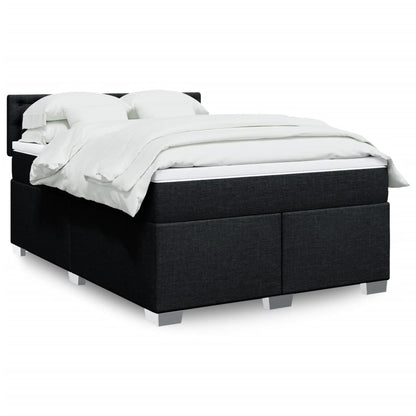 Giroletto a Molle con Materasso Nero 160x200 cm in Tessuto