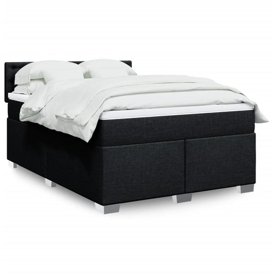 Giroletto a Molle con Materasso Nero 160x200 cm in Tessuto