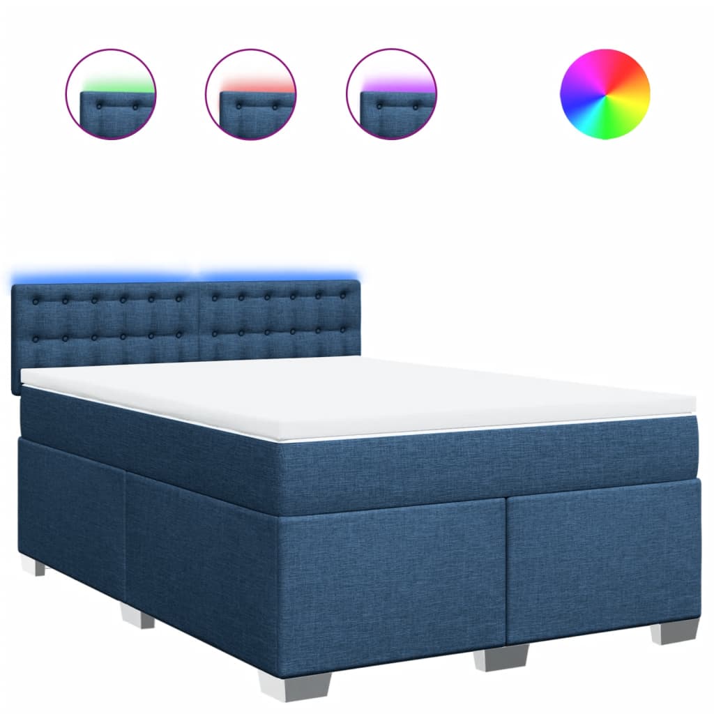 Giroletto a Molle con Materasso Blu 160x200 cm in Tessuto | homemem39