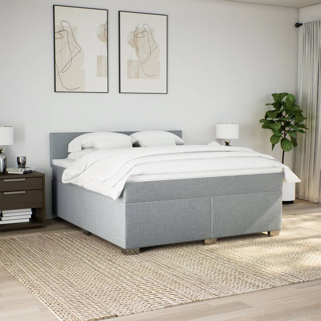 Giroletto a Molle con Materasso Grigio Chiaro180x200 cm Tessuto
