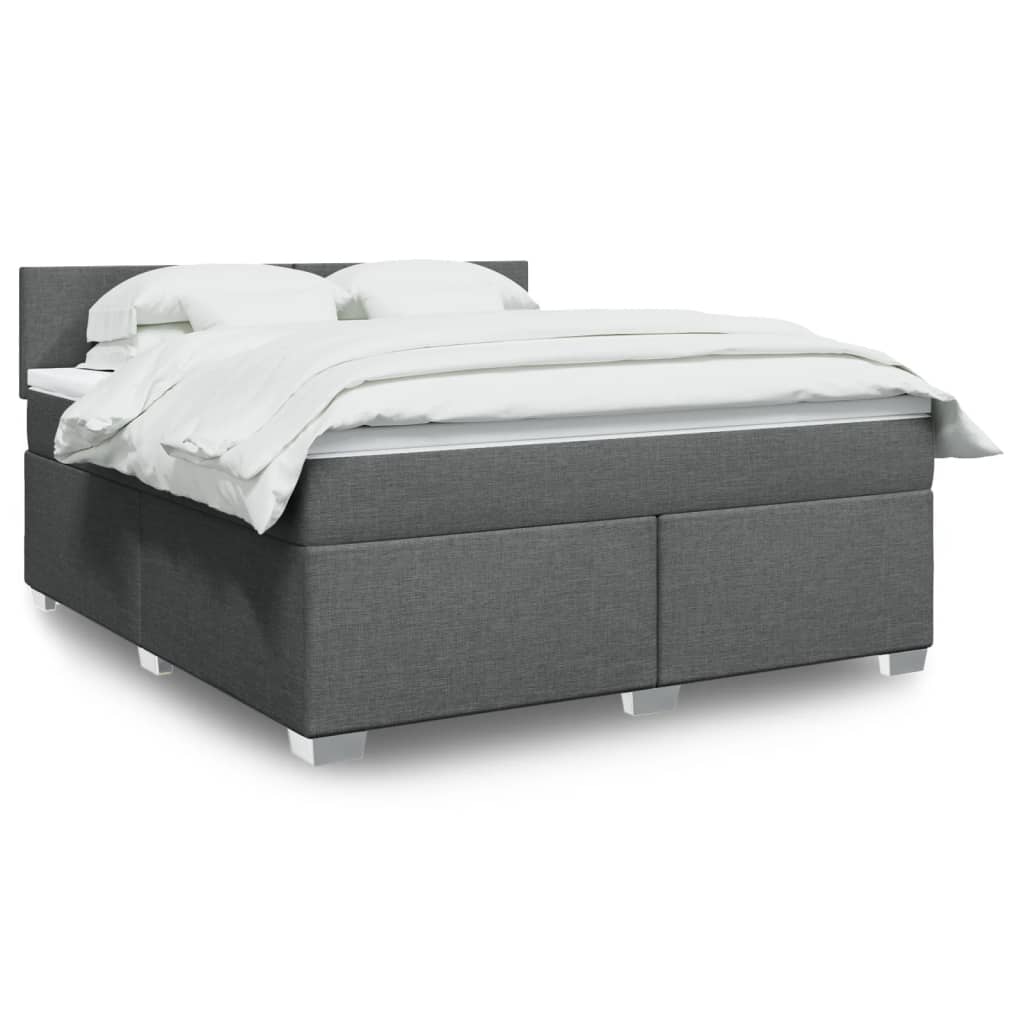 Giroletto a Molle con Materasso Grigio Scuro 180x200 cm Tessuto