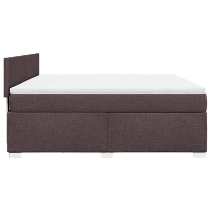 Giroletto a Molle con Materasso Marrone Scuro 180x200cm Tessuto