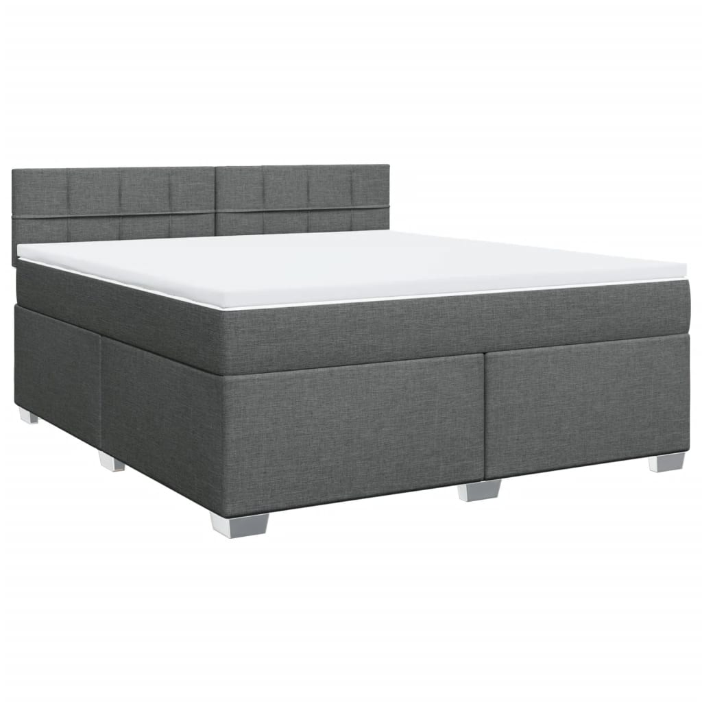 Giroletto a Molle con Materasso Grigio Scuro 180x200 cm Tessuto