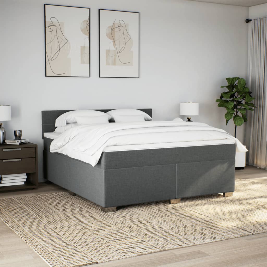 Giroletto a Molle con Materasso Grigio Scuro 180x200 cm Tessuto