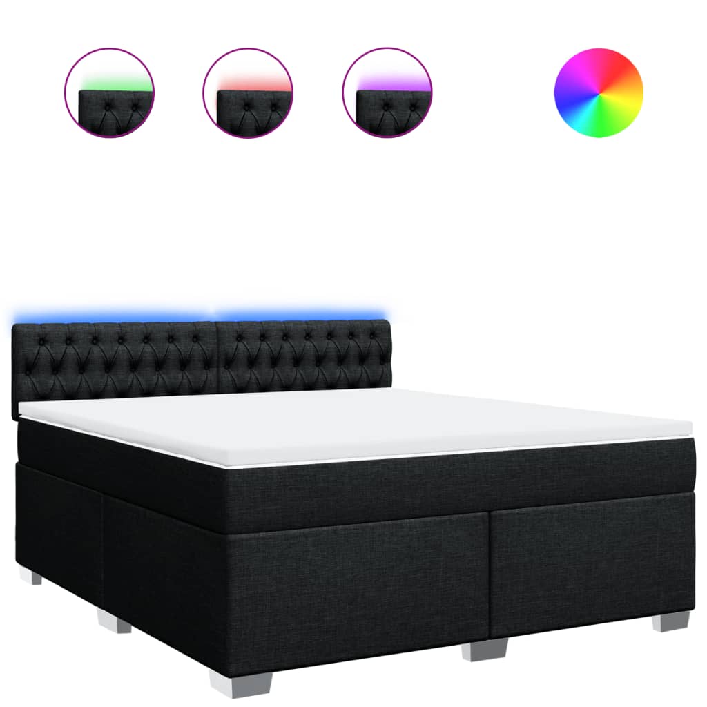 Giroletto a Molle con Materasso Nero 180x200 cm in Tessuto | homemem39