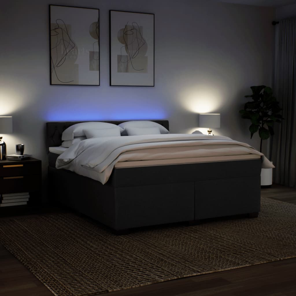 Giroletto a Molle con Materasso Nero 180x200 cm in Tessuto | homemem39