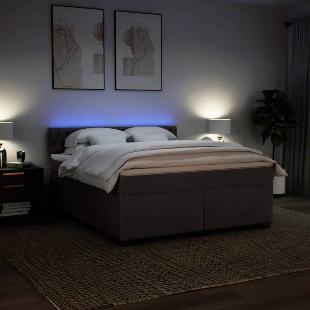 Giroletto a Molle con Materasso Marrone Scuro 180x200cm Tessuto