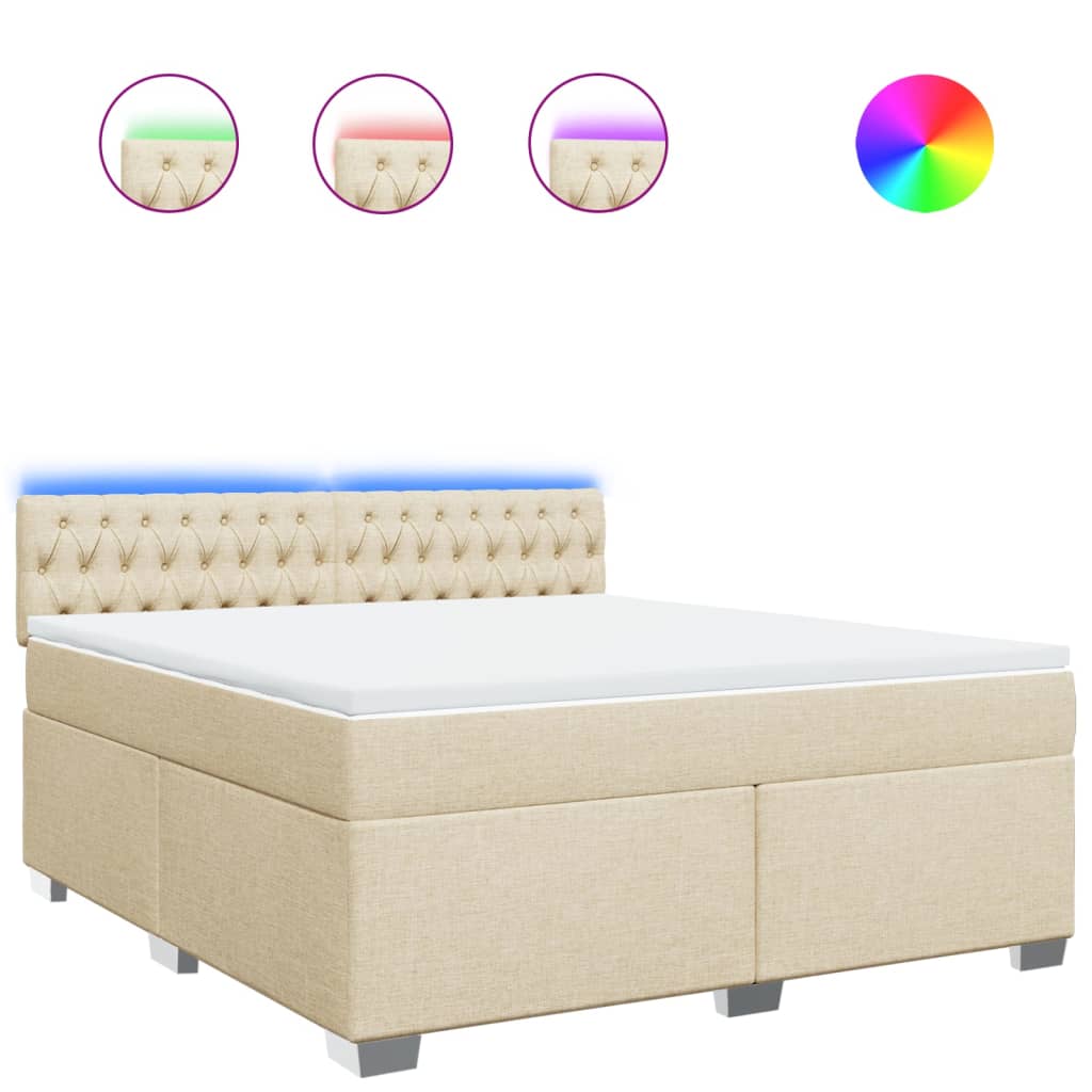 Giroletto a Molle con Materasso Crema 180x200 cm in Tessuto | homemem39