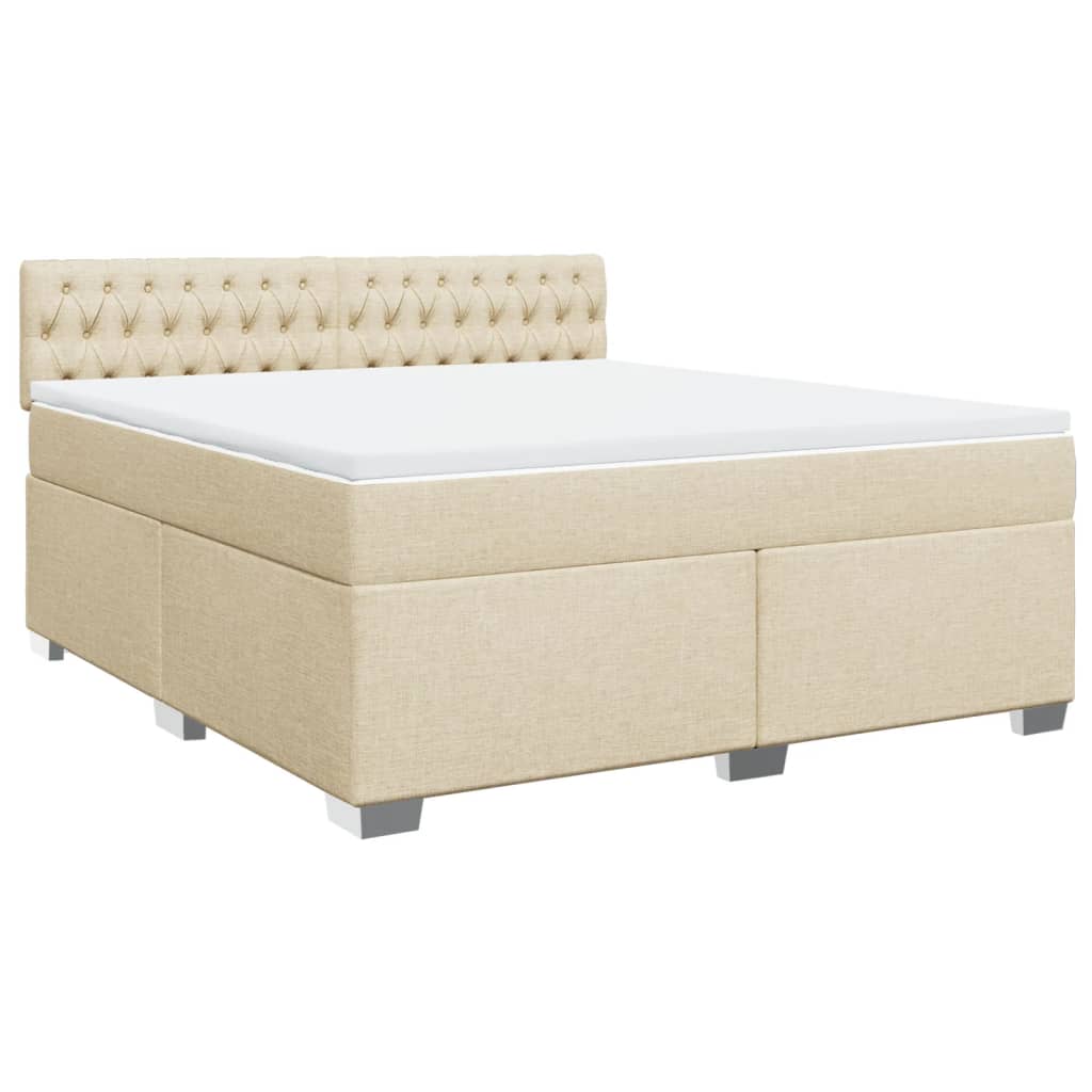 Giroletto a Molle con Materasso Crema 180x200 cm in Tessuto | homemem39