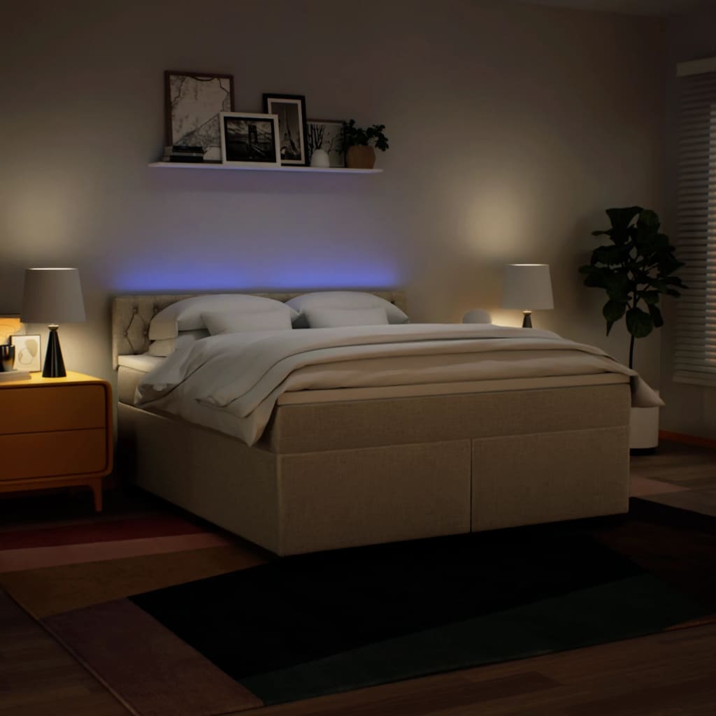 Giroletto a Molle con Materasso Crema 180x200 cm in Tessuto | homemem39
