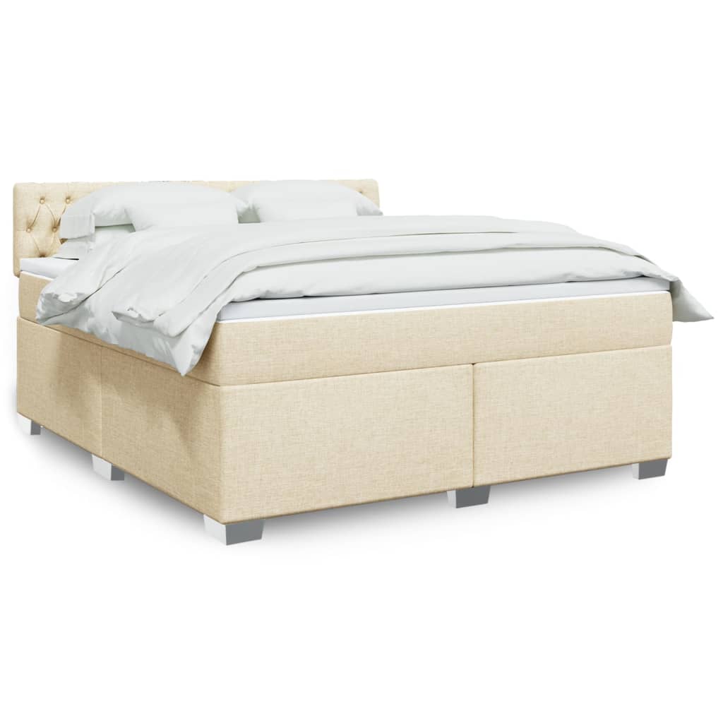 Giroletto a Molle con Materasso Crema 180x200 cm in Tessuto | homemem39