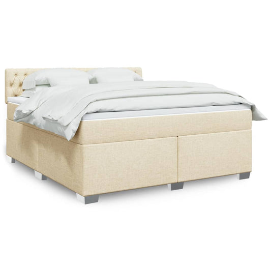Giroletto a Molle con Materasso Crema 180x200 cm in Tessuto | homemem39