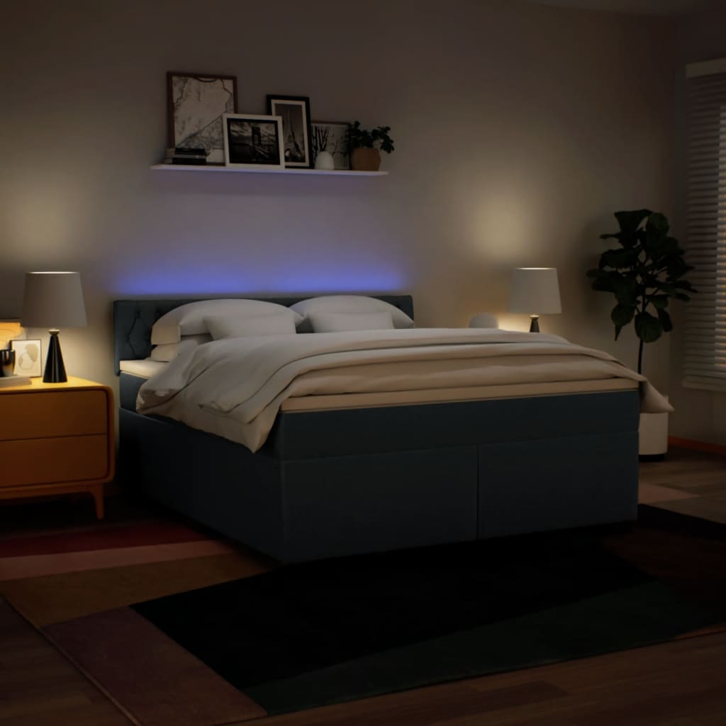 Giroletto a Molle con Materasso Blu 180x200 cm in Tessuto | homemem39