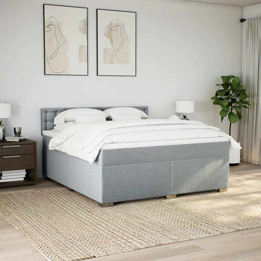 Giroletto a Molle con Materasso Grigio Chiaro180x200 cm Tessuto