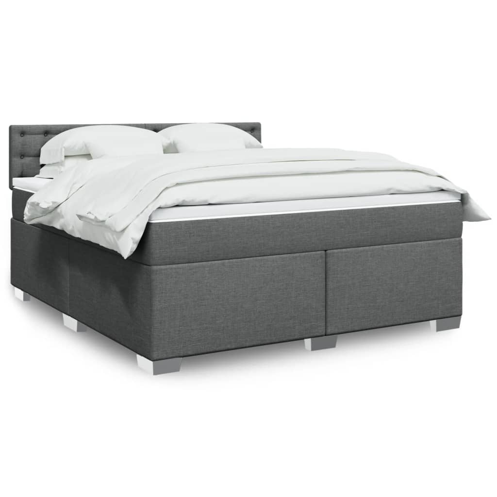 Giroletto a Molle con Materasso Grigio Scuro 180x200 cm Tessuto