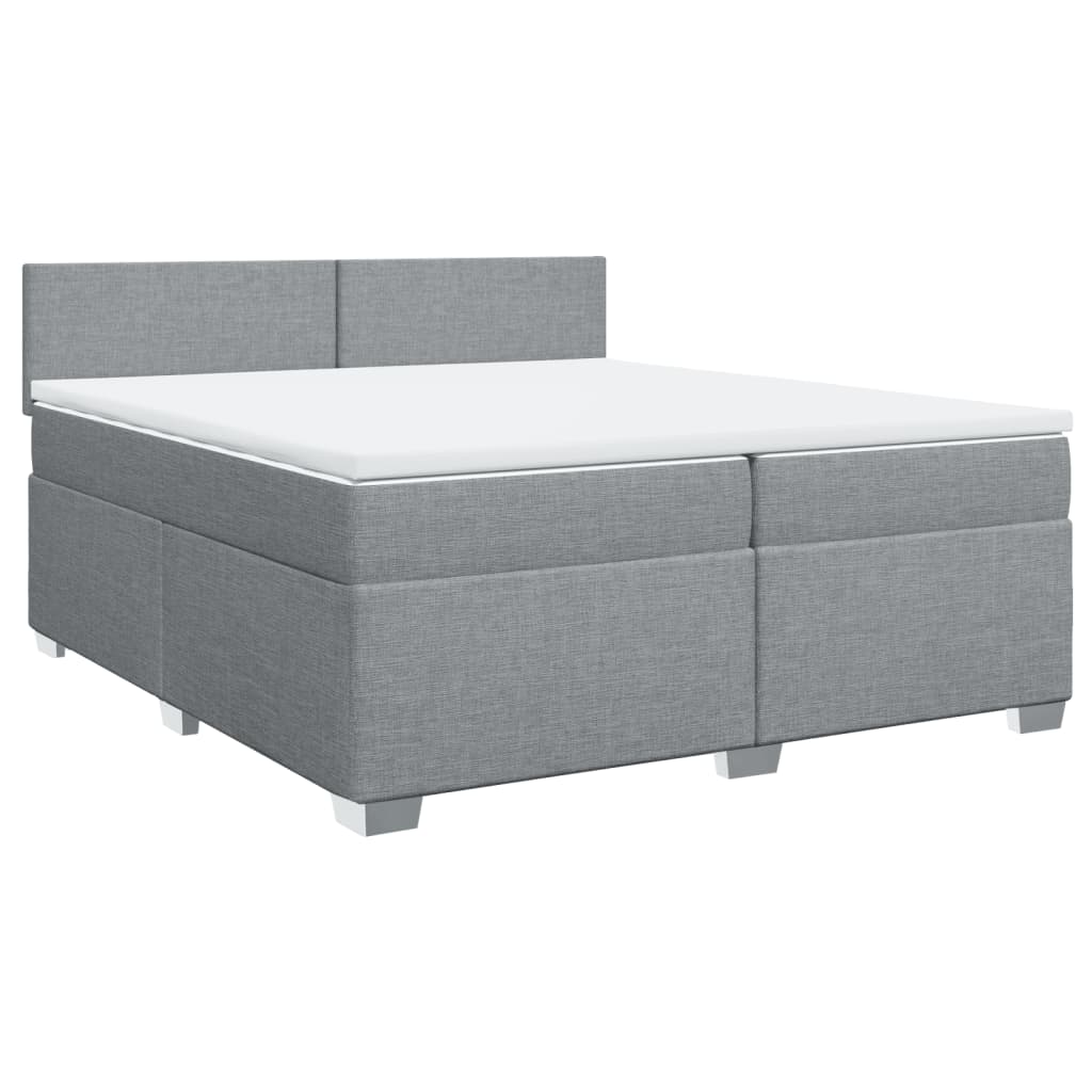 Giroletto a Molle con Materasso Grigio Chiaro 200x200cm Tessuto