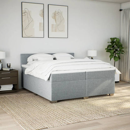 Giroletto a Molle con Materasso Grigio Chiaro 200x200cm Tessuto