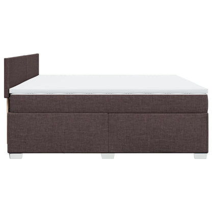 Giroletto a Molle con Materasso Marrone Scuro 200x200cm Tessuto