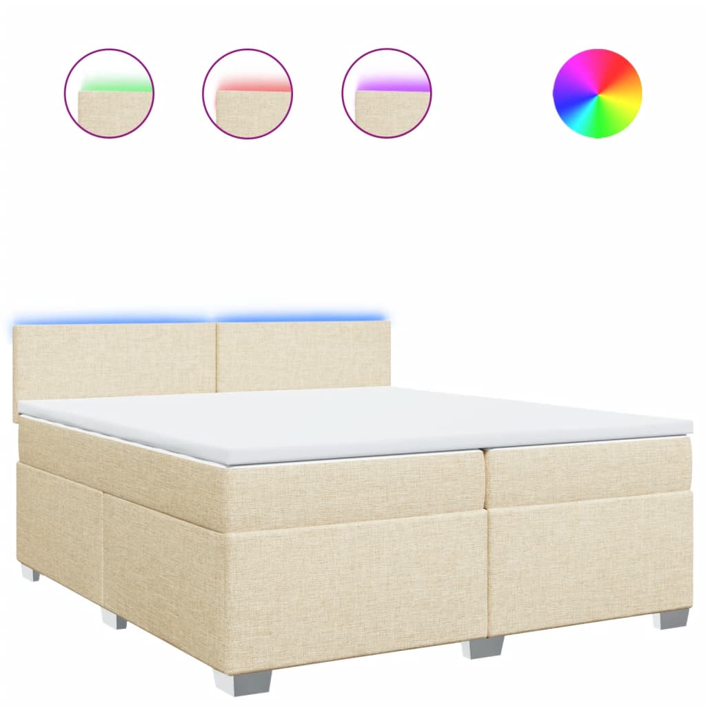 Giroletto a Molle con Materasso Crema 200x200 cm in Tessuto - homemem39