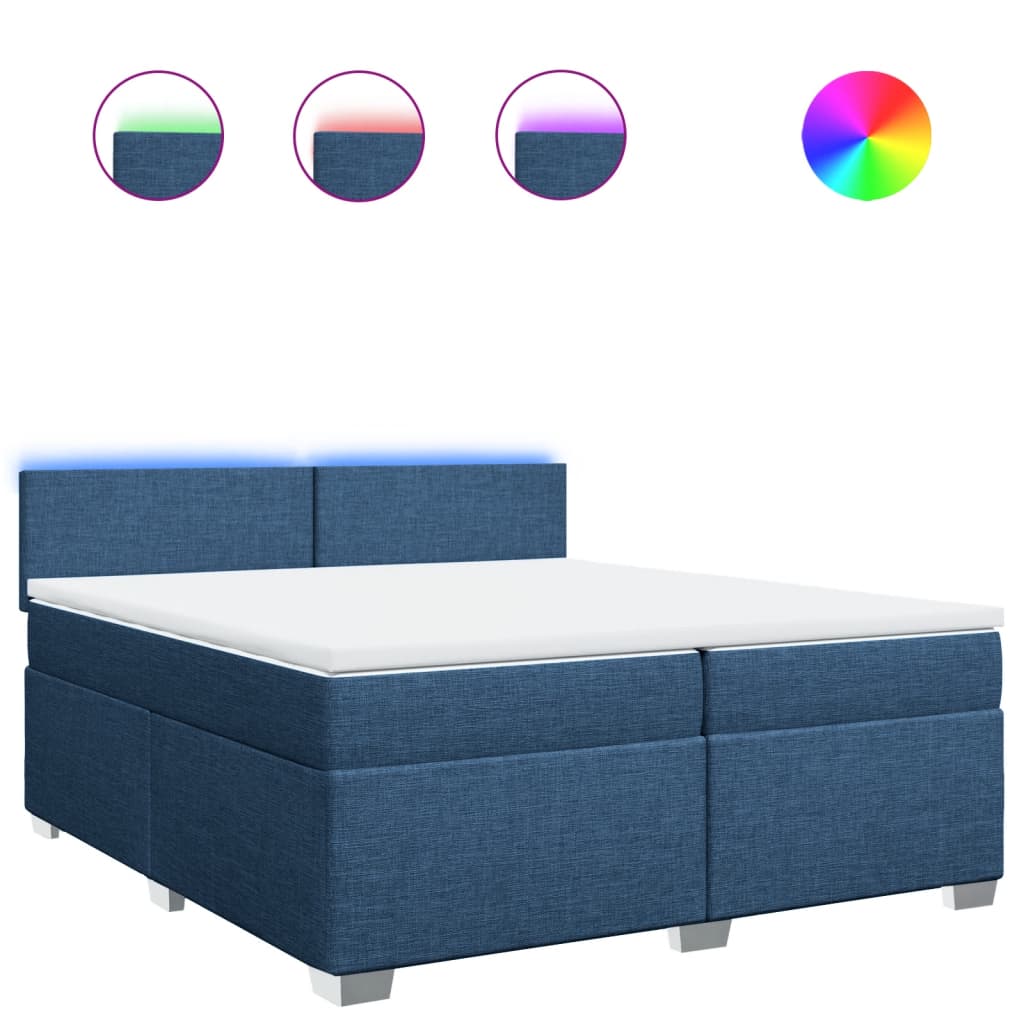 Giroletto a Molle con Materasso Blu 200x200 cm in Tessuto | homemem39