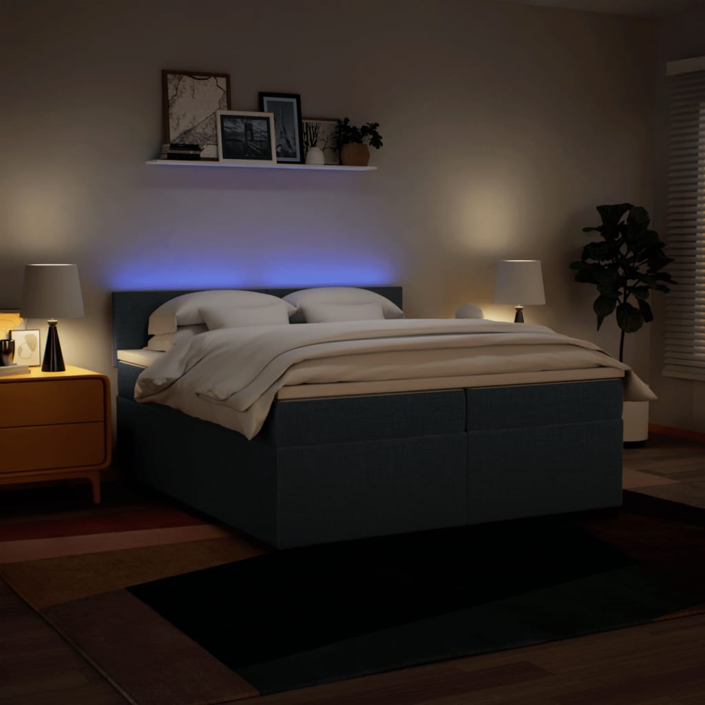 Giroletto a Molle con Materasso Blu 200x200 cm in Tessuto | homemem39