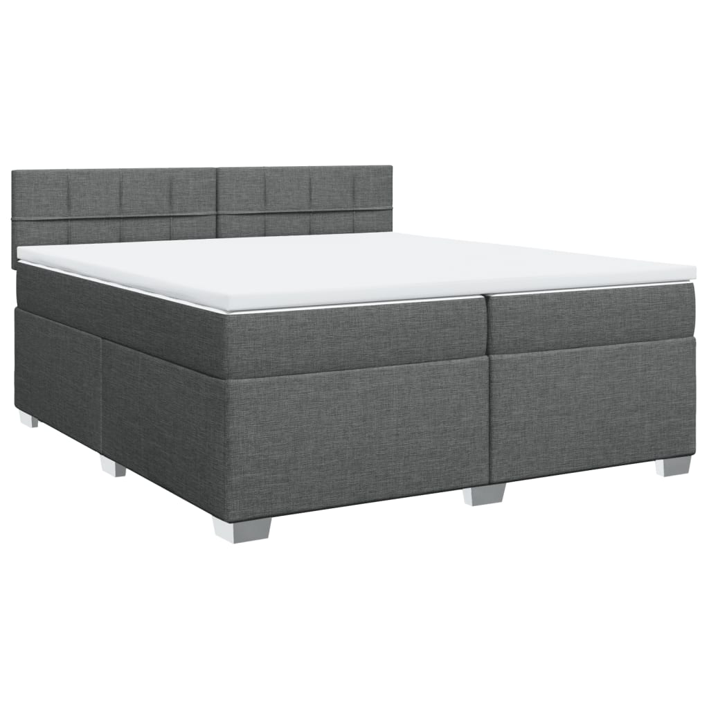 Giroletto a Molle con Materasso Grigio Scuro 200x200 cm Tessuto