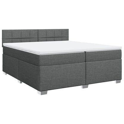 Giroletto a Molle con Materasso Grigio Scuro 200x200 cm Tessuto