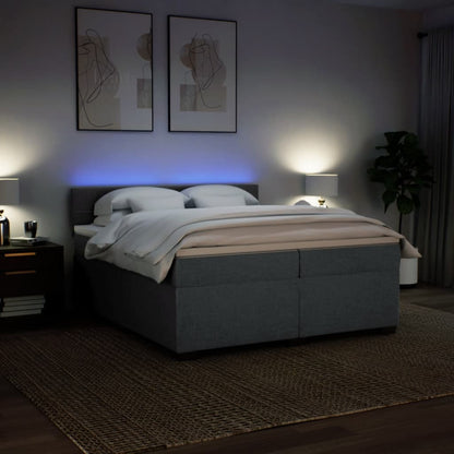 Giroletto a Molle con Materasso Grigio Scuro 200x200 cm Tessuto