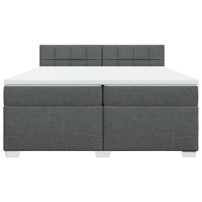 Giroletto a Molle con Materasso Grigio Scuro 200x200 cm Tessuto