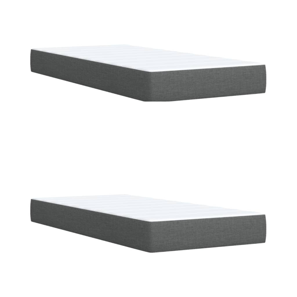Giroletto a Molle con Materasso Grigio Scuro 200x200 cm Tessuto