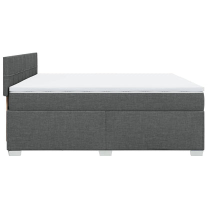 Giroletto a Molle con Materasso Grigio Scuro 200x200 cm Tessuto